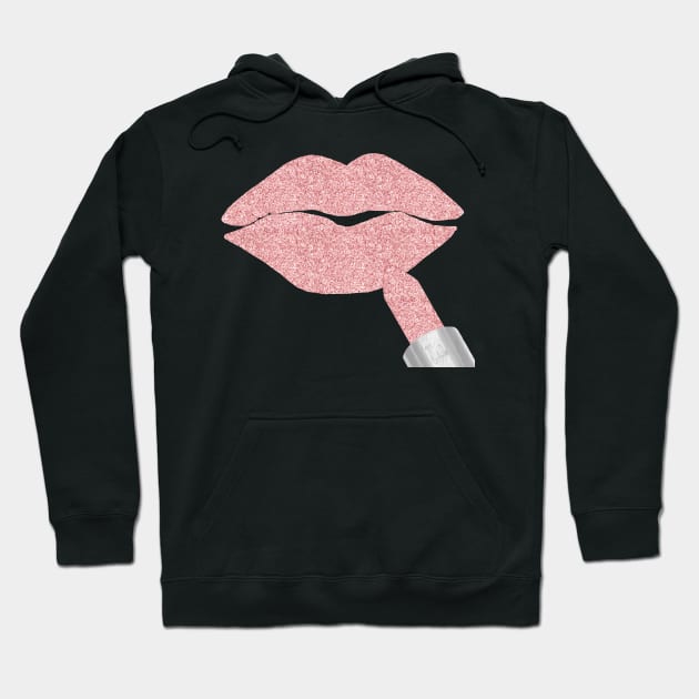 Pink Lipstick Kiss II Hoodie by LittleBean